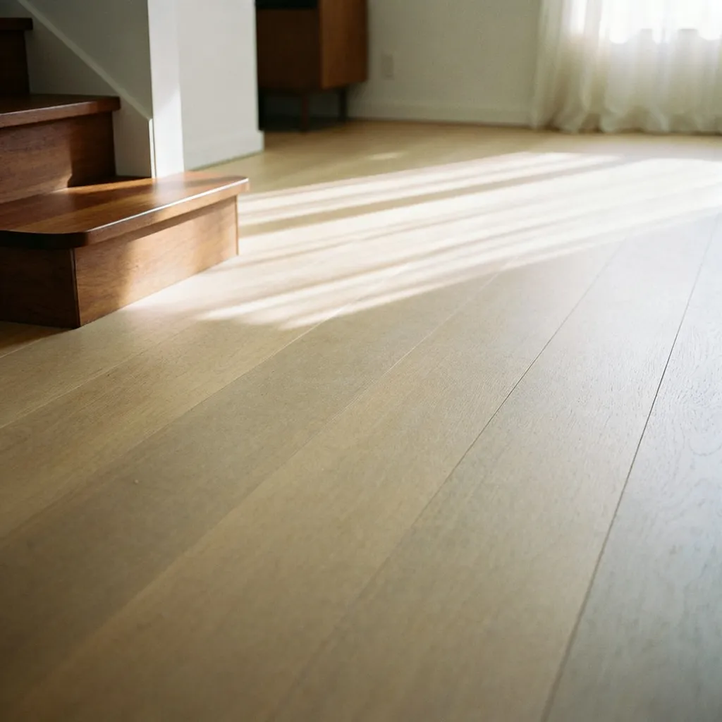 Custom warm hardwood stair treads with matching risers
